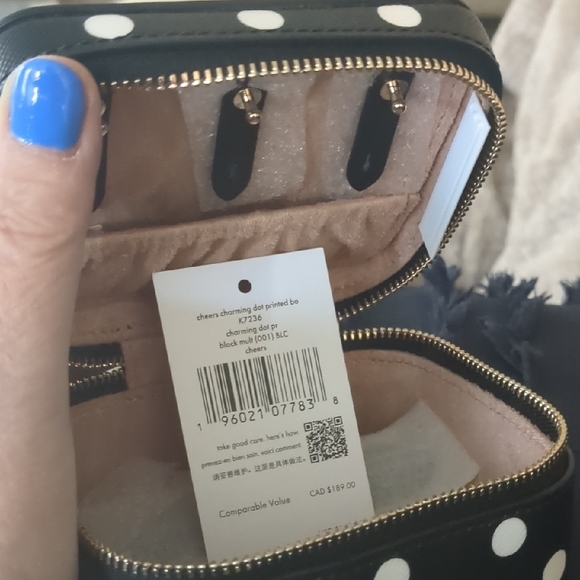 Kate Spade Black Polka Dot Jewelry Box Travel Storage Case w/ Original Box - Picture 4 of 6